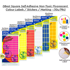 Square Self Adhesive Sticker Label Fluorescent Colours