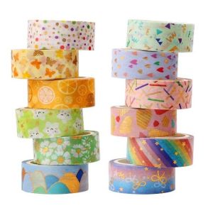 Hasthip 12 Rolls Cute Gold Foil Flower Decorative Masking Tape
